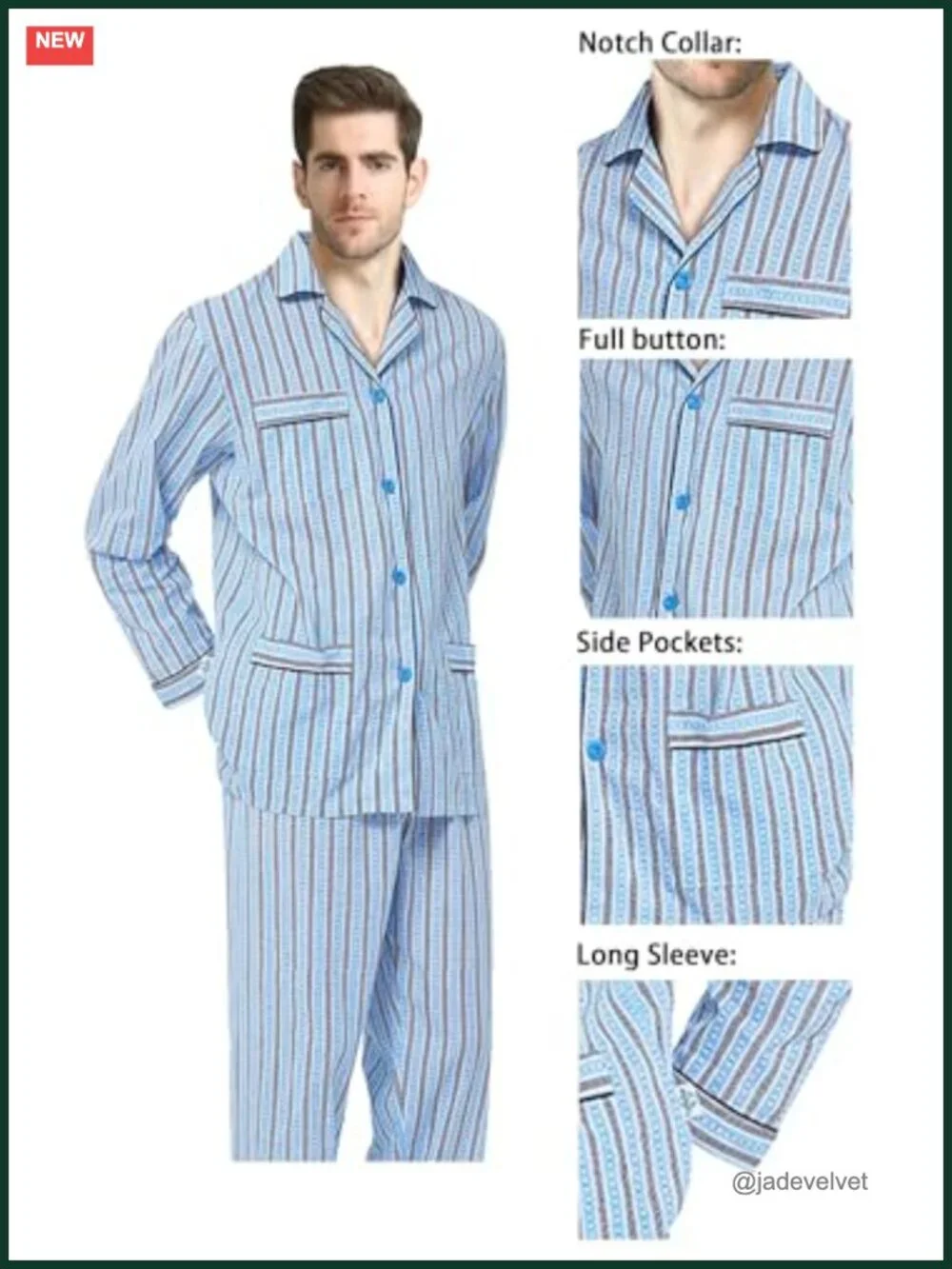 100% Cotton Woven Pajama Set with Top and Pants